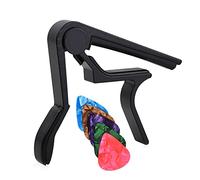 Alnicov Capotasto per chitarra acustica ed elettrica con 5 plettri (colore casuale), nero