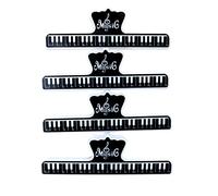 Alnicov Clip per spartiti musicali, clip per libri musicali, in plastica nera, misura L, set di 4
