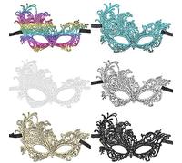 Alnicov Confezione da 6 maschere in pizzo Maschera per gli occhi in pizzo sexy Maschera veneziana per ballo in maschera per feste di carnevale per coppie di uomini e donne