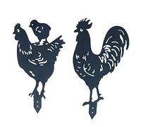 Alnicov Gallo gallina giardino in metallo pali di animali, pollo giardino silhouette cortile arte per prati giardini cortili decorazione ornamento