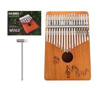 Alnicov Kalimba 17 tasti pianoforte a pollice con istruzioni di studio e martello di accordatura,pianoforte portatile Mbira in mogano,regalo per principianti,adulti,professionisti (nota musicale)
