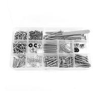 Alnicov Kit di viti per chitarra,254 pezzi,set di 9 tipi di viti per chitarra con molle(argento)
