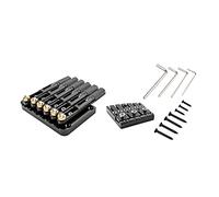 Alnicov Kit ponte per chitarra senza testa a sella a 6 corde, con piastra dado piccola chiave inglese, per accessori per chitarra elettrica senza testa Nero
