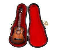 Alnicov Mini modello di chitarra Modello di chitarra classica in legno con supporto per supporto e custodia per decorazioni per l'home office Festival Regalo di compleanno -10 cm