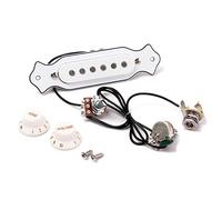Alnicov Pickup magnetico per buca bianca con manopole del volume del tono per chitarra acustica o elettrica folk a 6 corde