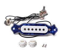 Alnicov Pickup magnetico per buca blu con manopole del volume del tono per chitarra acustica o elettrica folk a 6 corde