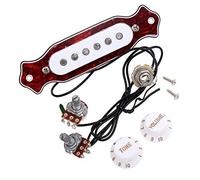 Alnicov Pickup magnetico per foro di risonanza con conchiglia in chelonia rossa con manopole del volume del tono per chitarra acustica o elettrica folk a 6 corde