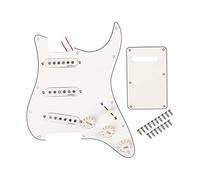 Alnicov Pickup Single Coil per chitarra a 11 fori Set di piastre antigraffio SSS precablate SSS con coperchio posteriore per parti di chitarra Stratocaster Stratocaster, 3 strati bianco