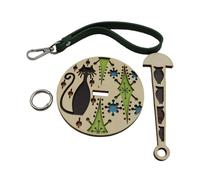 Alnicov Portafilo da Polso all'Uncinetto in Legno Uncinetto con Cinturino in Pelle, Portatile per prevenire l'aggrovigliamento del Filato per Articoli per Maglieria e Uncinetto (Gatto)