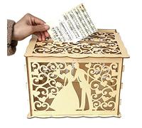 Alnicov Scatola di carta regalo in legno per busta nuziale, scatola vuota per invito fai da te, per decorazioni per feste di nozze