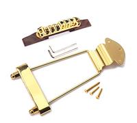 Alnicov - Set di 6 corde per chitarra jazz, ponte in palissandro, altezza regolabile e cordiera trapezio per parti di chitarra jazz, oro