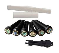 Alnicov - Set di 6 perni per chitarra acustica con ponte e dado per chitarra acustica, con estrattore