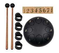 Alnicov Steel Tongue Drum 6inch Tongue Drum Kit di spartiti musicali per bambini Attività in età prescolare Strumento a tamburo Steel Tongue Drum (Nero)