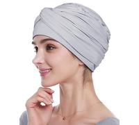 Alnorm Copricapo chemio, cappello in viscosa da donna, sciarpa avvolgente turbante per donna, Grigio chiaro, taglia unica