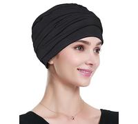 Alnorm Copricapo chemio, cappello in viscosa da donna, sciarpa avvolgente turbante per donna, nero, One Size