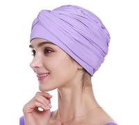 Alnorm Copricapo chemio, cappello in viscosa da donna, sciarpa avvolgente turbante per donna, Viola chiaro, Taglia unica