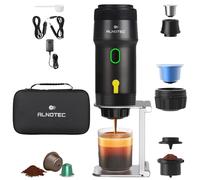ALNOTEC Caffettiera portatile per caffè espresso 20 bar, ricaricabile, macchina da caffè auto-riscaldante, compatibile con capsule NES, DG & Caffè macinato, caricatore USB, 220 V e auto, custodia +