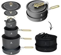 Alocs Camping Cookware, set di pan da campeggio portatile con manico avanzato, ideale per cucine all'aperto, picnic, hiking and fishin