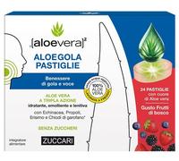 Zuccari [aloevera]2 - AloeGola 24 Pastiglie - Benessere di gola e voce con Aloe Vera a tripla azione Idratante, Emolliente e Lenitiva (Frutti Rossi)