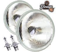 Alogena Faro Conversione Fari Non Pilot Coppia Classico Auto 7 " Piatto Lente H4