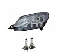 Alogena Faro Destra H7/H7 per Peugeot 2008 Compreso Lampade