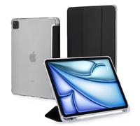 Alogy Custodia per iPad Air 13 2024/2025, iPad Pro 12,9 pollici 2018-2022 Smart Cover Automatica Sveglia/Dormire Libro Porta Penna Posteriore Trasparente Custodia Sottile con Supporto Incolore Nero