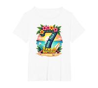 Aloha a Sette Anni: Regalo di Compleanno alle Hawaii Maglietta, Donna Plus-Size, Bianco, 1X