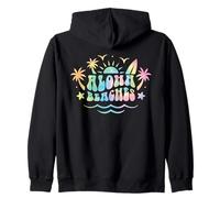 Aloha Beaches Tavola da surf retrò Palm Tree Summer Vibes Hawaii Felpa con Cappuccio
