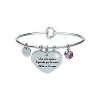 Aloha Bracciali in acciaio per donna con frasi sul amicizia, amore e sogni (Una vera amica ti prende la mano e ti tocca il cuore)