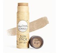 Aloha Care Sun Stick SPF 50+ - Stick solare minerale viso, resistente all’acqua per surf e sport acquatici - protezione solare viso colorata, reef safe, plastic free - 20 g (beige scuro)