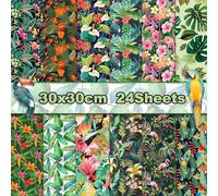 Aloha - Confezione da 24 fogli di carta decorativa per scrapbooking, motivo piante tropicali, double face, verde, fogli di carta per fai da te, cartoncino colorato per quaderni, forniture di sfondo