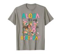 Aloha È il mio ottavo compleanno Hawaii Girls Flamingo 8 anni Maglietta