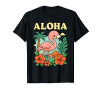 Aloha Flamingo Hawaiian Cute Tropical Ibisco Donne Maglietta