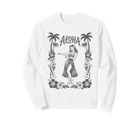 Aloha Hawaii Ballerina Palm Tree Hibiscus Ukulele Linea Art Luau Felpa