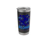 Aloha Hawaii Blue Hibiscus Bicchiere termico in acciaio inox doppia parete