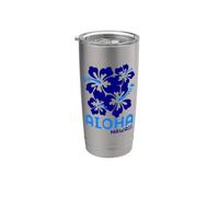 Aloha Hawaii Blue Hibiscus Bicchiere termico in acciaio inox doppia parete
