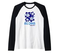 Aloha Hawaii Blue Hibiscus Maglia con Maniche Raglan