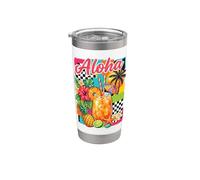 Aloha Hawaii cocktail tropicale retrò estate spiaggia vacanza Bicchiere termico in acciaio inox doppia parete