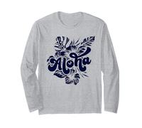 Aloha Hawaii con Fiori di Ibisco Hawaiano Maglia a Manica