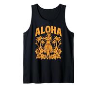 Aloha Hawaii Retro Hula Dancer Palme Ukulele Ibisco Canotta
