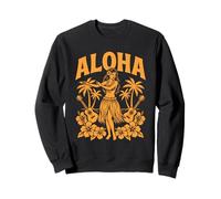 Aloha Hawaii Retro Hula Dancer Palme Ukulele Ibisco Felpa