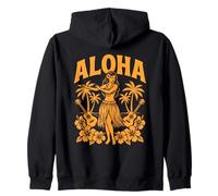 Aloha Hawaii Retro Hula Dancer Palme Ukulele Ibisco Felpa con Cappuccio