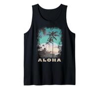 Aloha Hawaii Tramonto Palme Spiaggia Tropicale Vacanza Surf Canotta