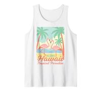 Aloha Hawaii Tropical Paradise Flamingo Beach Tramonto Retro Canotta