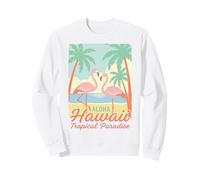 Aloha Hawaii Tropical Paradise Flamingo Beach Tramonto Retro Felpa