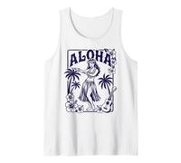 Aloha Hula Dancer Hibiscus Palme Ukulele Retro Girl Art Canotta