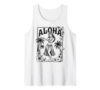 Aloha Hula Dancer Hibiscus Palme Ukulele Retro Girl Art Canotta
