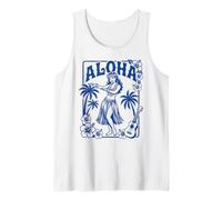 Aloha Hula Dancer Hibiscus Palme Ukulele Retro Girl Art Canotta