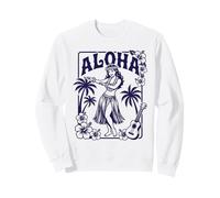 Aloha Hula Dancer Hibiscus Palme Ukulele Retro Girl Art Felpa