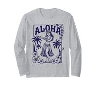 Aloha Hula Dancer Hibiscus Palme Ukulele Retro Girl Art Maglia a Manica